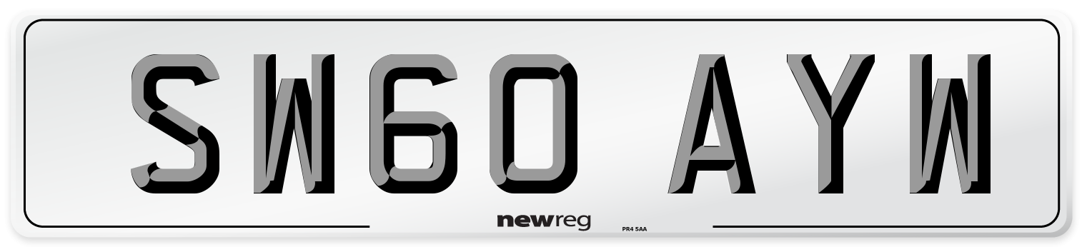 SW60 AYW Number Plate from New Reg